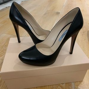 Prada Black Platform Stilettos sz 37.5 NIB